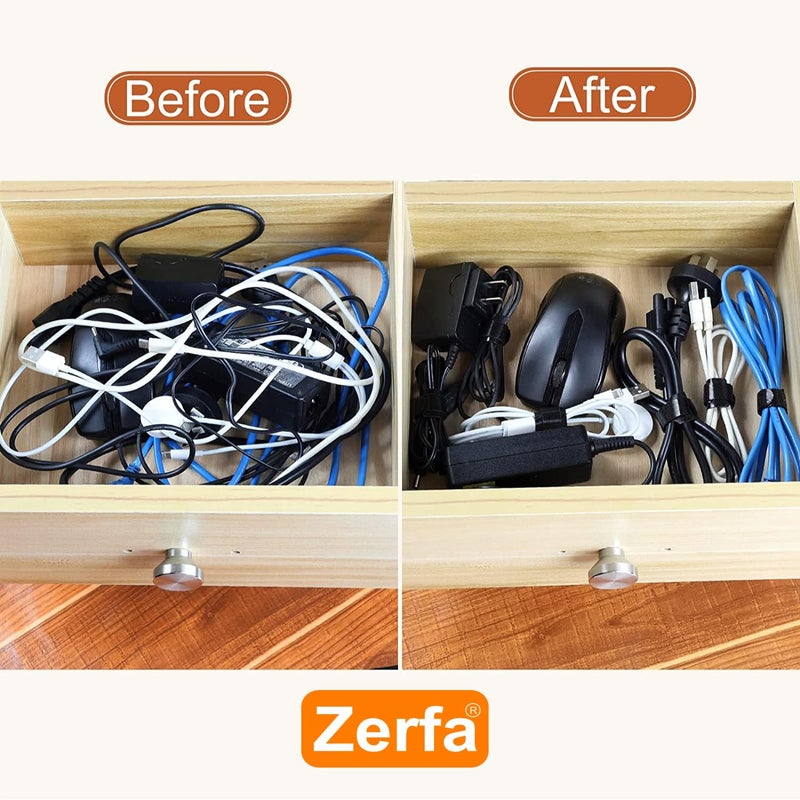 Zerfa Cable Cord Organizer and Wire Organizer Set, Pack of 20 Reusable and Adjustable Hook & Loop Ties Strap Cable Ties for Efficient Cable Management - Image 4