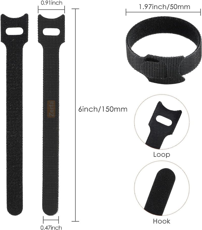 Zerfa Cable Cord Organizer and Wire Organizer Set, Pack of 20 Reusable and Adjustable Hook & Loop Ties Strap Cable Ties for Efficient Cable Management - Image 2