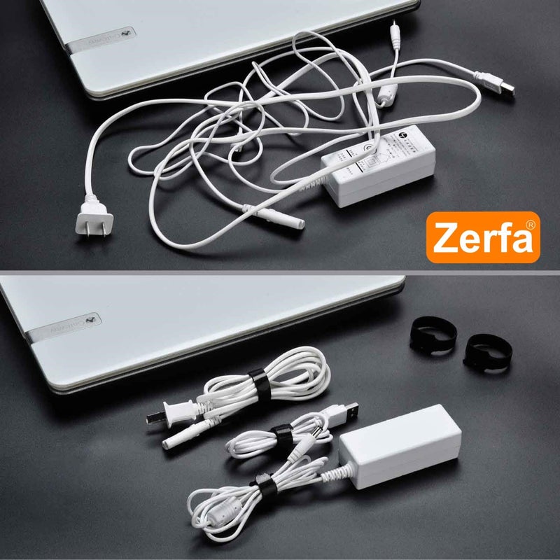 Zerfa Cable Cord Organizer and Wire Organizer Set, Pack of 20 Reusable and Adjustable Hook & Loop Ties Strap Cable Ties for Efficient Cable Management - Image 3
