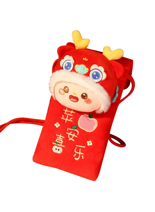 Dragon Year Mascot Doll Red Envelope 2024 Children's Year Gift Plush Bag Coin Purse Dragon Doll Red Envelope-Specifications:20cm-Color:Yellow (cable Small Dragon Bag)  - Image 5