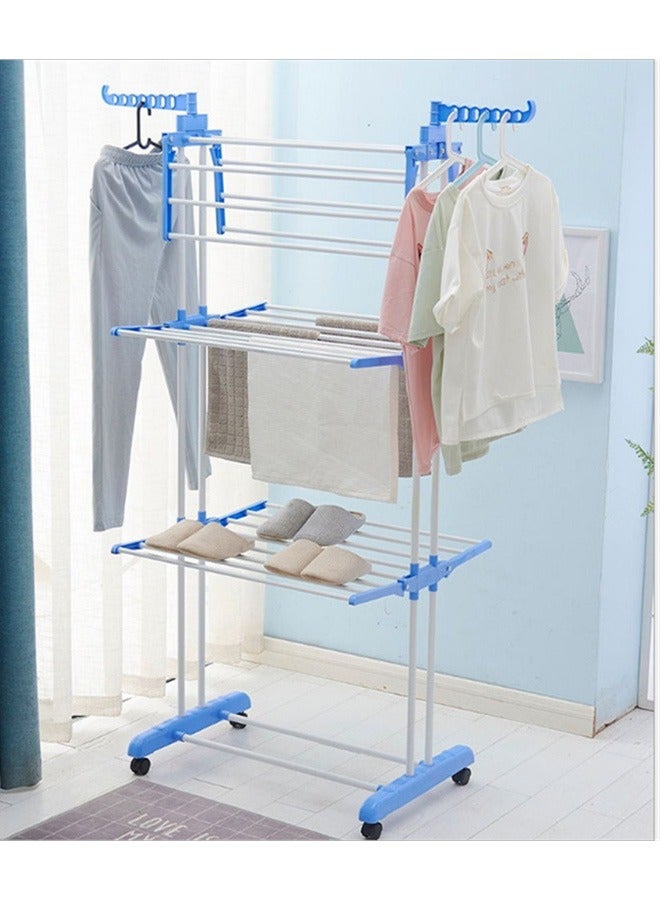 3-Layer Foldable Drying Rack For Indoor And Outdoor, Blue  - Image 1