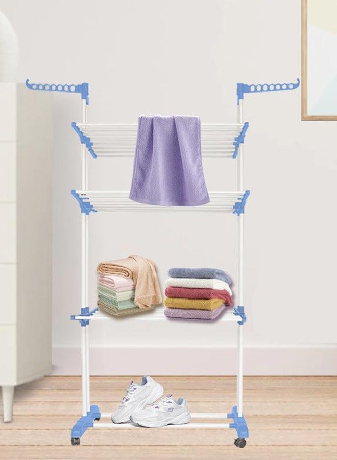 3-Layer Foldable Drying Rack For Indoor And Outdoor, Blue  - Image 4