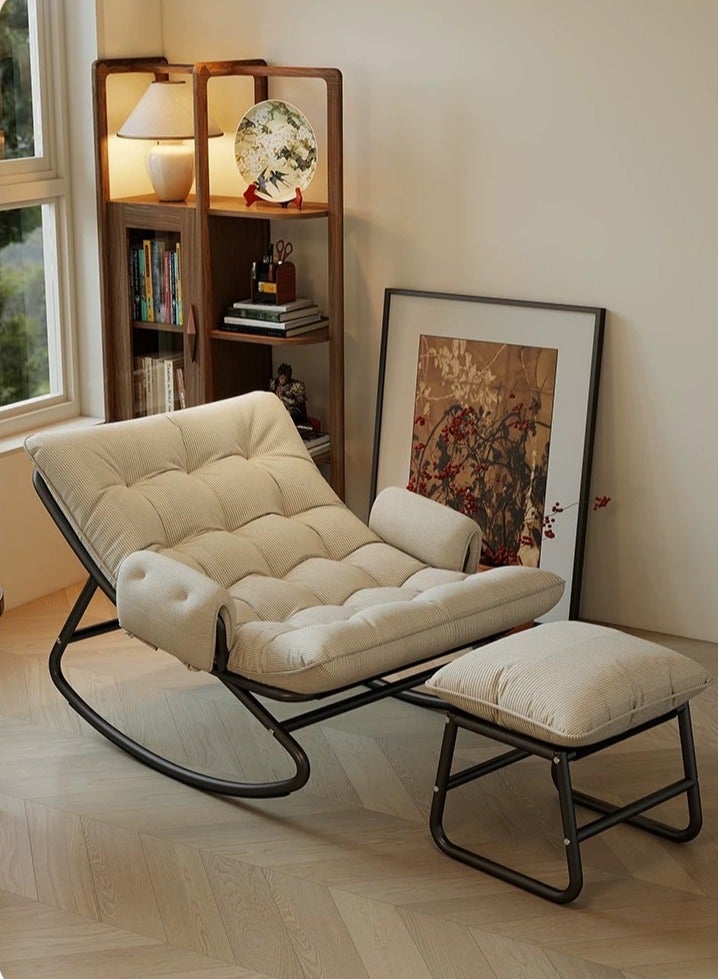 WALALLA Rocking Accent Chair with Ottoman, Ergonomic Leisure Recliner Chair, Cushioned Lazy Sofa Rocker Armchair with Sturdy Iron Frame for Living Room, Bedroom, Balcony and Reading Corner - Image 1