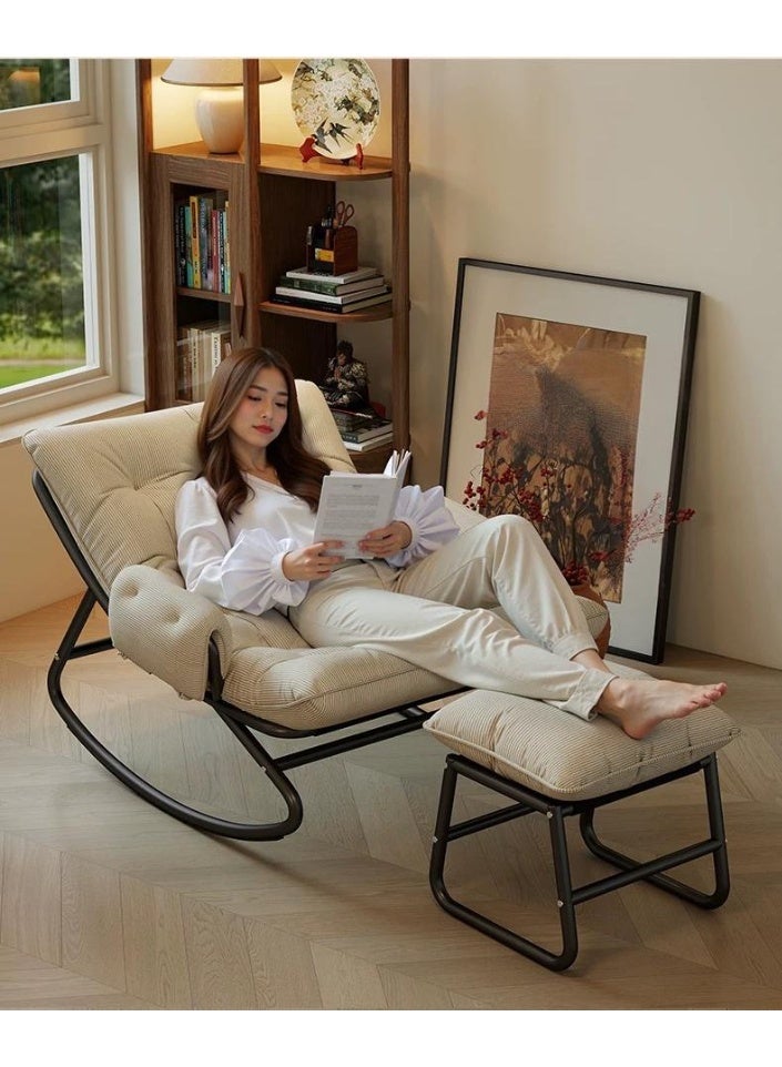 WALALLA Rocking Accent Chair with Ottoman, Ergonomic Leisure Recliner Chair, Cushioned Lazy Sofa Rocker Armchair with Sturdy Iron Frame for Living Room, Bedroom, Balcony and Reading Corner - Image 2