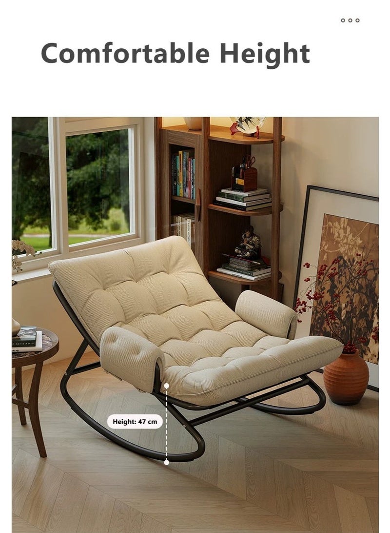 WALALLA Rocking Accent Chair with Ottoman, Ergonomic Leisure Recliner Chair, Cushioned Lazy Sofa Rocker Armchair with Sturdy Iron Frame for Living Room, Bedroom, Balcony and Reading Corner - Image 4