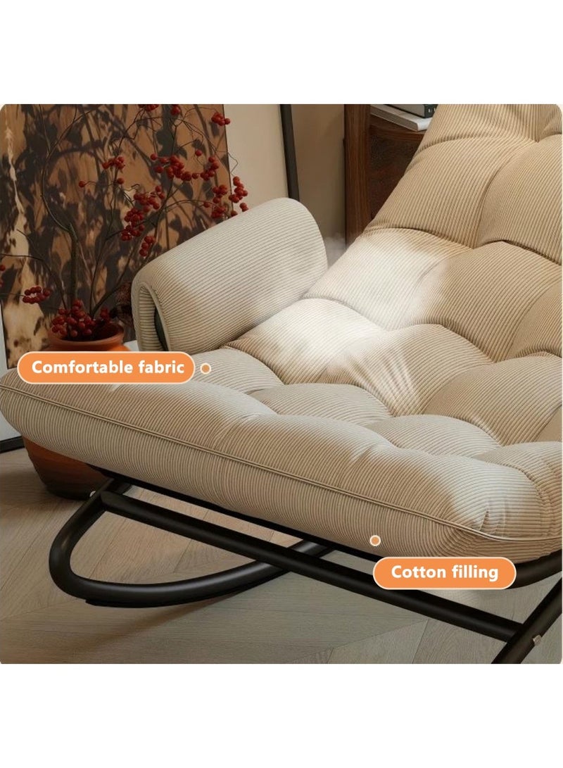 WALALLA Rocking Accent Chair with Ottoman, Ergonomic Leisure Recliner Chair, Cushioned Lazy Sofa Rocker Armchair with Sturdy Iron Frame for Living Room, Bedroom, Balcony and Reading Corner - Image 5