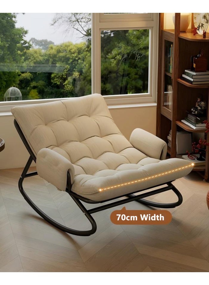 WALALLA Rocking Accent Chair with Ottoman, Ergonomic Leisure Recliner Chair, Cushioned Lazy Sofa Rocker Armchair with Sturdy Iron Frame for Living Room, Bedroom, Balcony and Reading Corner - Image 3