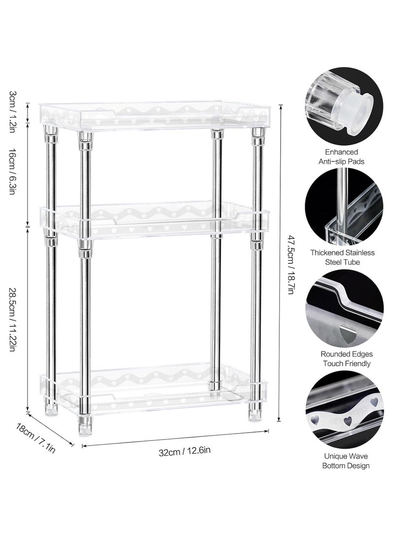 3 Tier Bathroom Countertop Organiser, Clear Bathroom Counter Organizer and Organization, Acrylic Tray Vanity Counter Organizer Shelf Rack for Kitchen Cosmetics Perfume Skincare - Image 3
