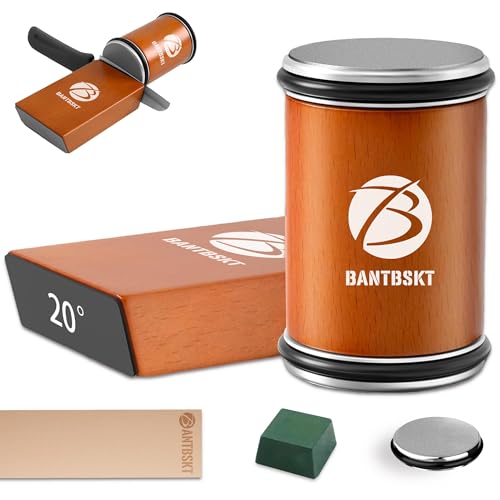 BANTBSKT Rolling Knife Sharpener Kit, Kitchen Knife Sharpener Set, Knife Sharpening Tools, 15 & 20 Degree Sharpening for Kitchen Knives, Diamond and Ceramic Discs, Leather Strop, Polishing Compound - Image 1