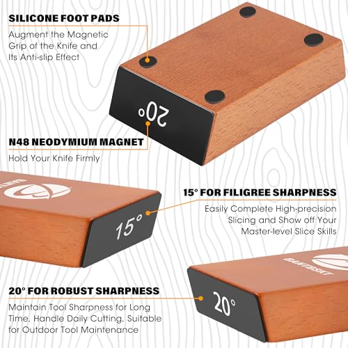 BANTBSKT Rolling Knife Sharpener Kit, Kitchen Knife Sharpener Set, Knife Sharpening Tools, 15 & 20 Degree Sharpening for Kitchen Knives, Diamond and Ceramic Discs, Leather Strop, Polishing Compound - Image 3