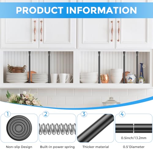 QINGYUN 2 Pack Spring Tension Curtain Rod 8 to 12.5 Inch, DIY Mini Curtain Rods No Drill for Slim Window Cupboard Closet Sidelights, Black - Image 3