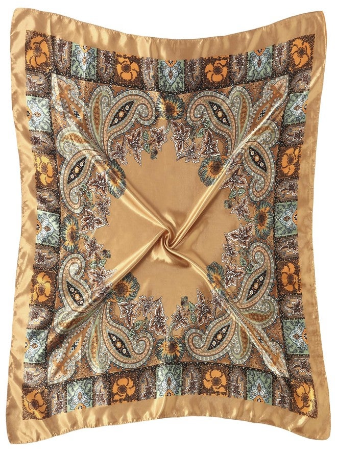 VBAEI 35” Large Square Satin Head Scarf - 1Pcs Satin Hair Scarf Silk Bandana Head Wraps For Women, Camel, 35 inches - Image 5