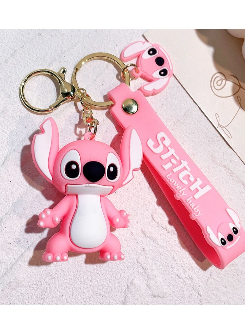 4pc Anime Keychain Kawaii Cartoon Lilo u0026 Stitch Angie Doll Keyring Ornament Key Chain - Image 3