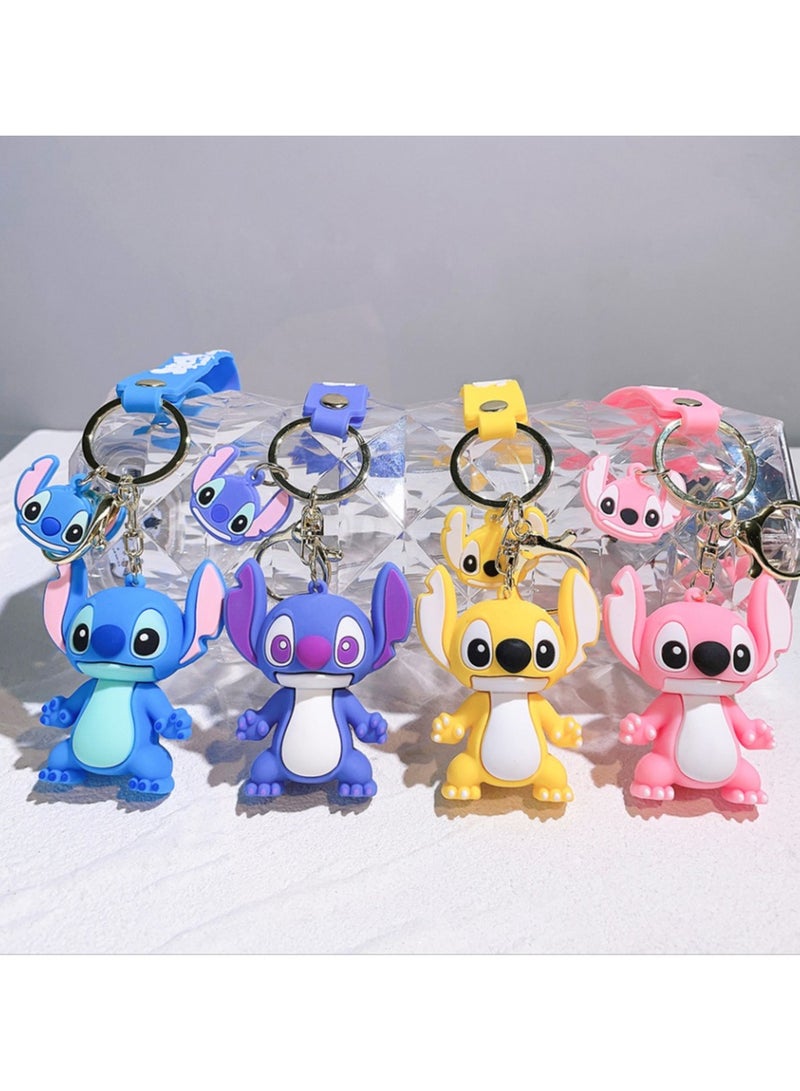 4pc Anime Keychain Kawaii Cartoon Lilo u0026 Stitch Angie Doll Keyring Ornament Key Chain - Image 1