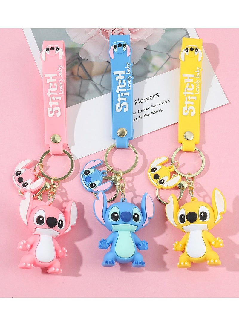 4pc Anime Keychain Kawaii Cartoon Lilo u0026 Stitch Angie Doll Keyring Ornament Key Chain - Image 2