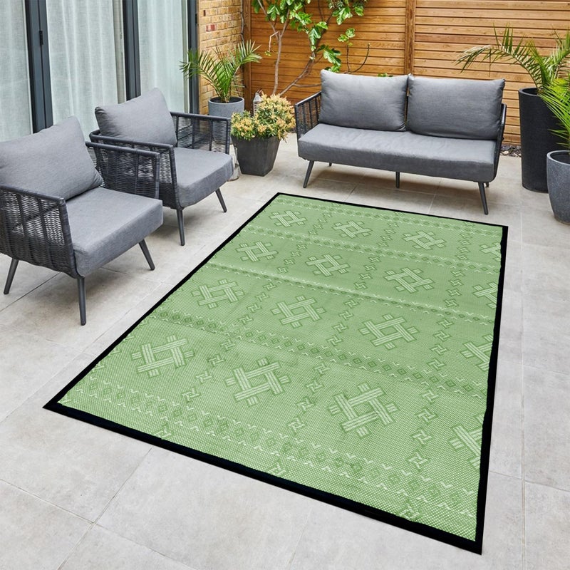 ARSUK Outdoor Patio Rug (5 x 3.3 ft) - Indoor and Plastic Outdoor Rug, Ideal for Garden, Camping, Balcony Carpet, Picnic, Backyard, Lightweight, Foldable, Recycled Plastic (Green Color) - Image 4