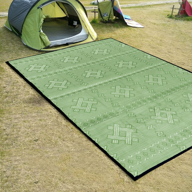 ARSUK Outdoor Patio Rug (5 x 3.3 ft) - Indoor and Plastic Outdoor Rug, Ideal for Garden, Camping, Balcony Carpet, Picnic, Backyard, Lightweight, Foldable, Recycled Plastic (Green Color) - Image 3