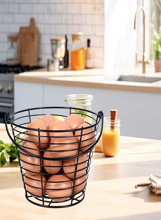 Kifmurase 3 Pcs 8” Egg Collecting Basket for Gathering Fresh Eggs with Handle, Wire Baskets Metal Storage Basket for Carring and Transporting Chicken and Duck Eggs, Fruit Bin - Image 4