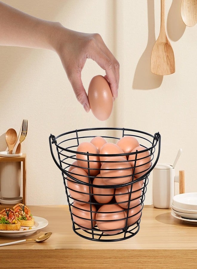 Kifmurase 3 Pcs 8” Egg Collecting Basket for Gathering Fresh Eggs with Handle, Wire Baskets Metal Storage Basket for Carring and Transporting Chicken and Duck Eggs, Fruit Bin - Image 3