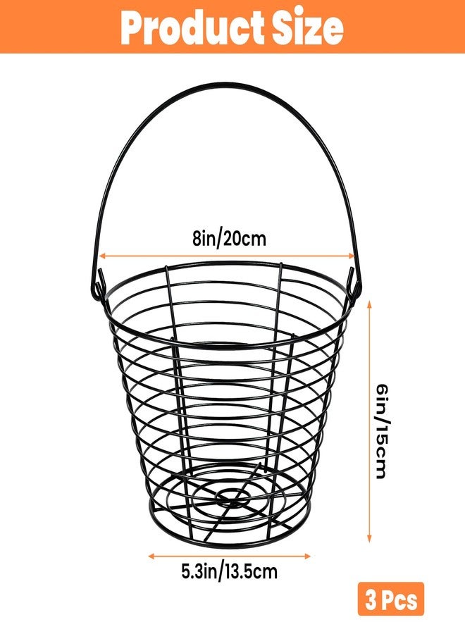 Kifmurase 3 Pcs 8” Egg Collecting Basket for Gathering Fresh Eggs with Handle, Wire Baskets Metal Storage Basket for Carring and Transporting Chicken and Duck Eggs, Fruit Bin - Image 2