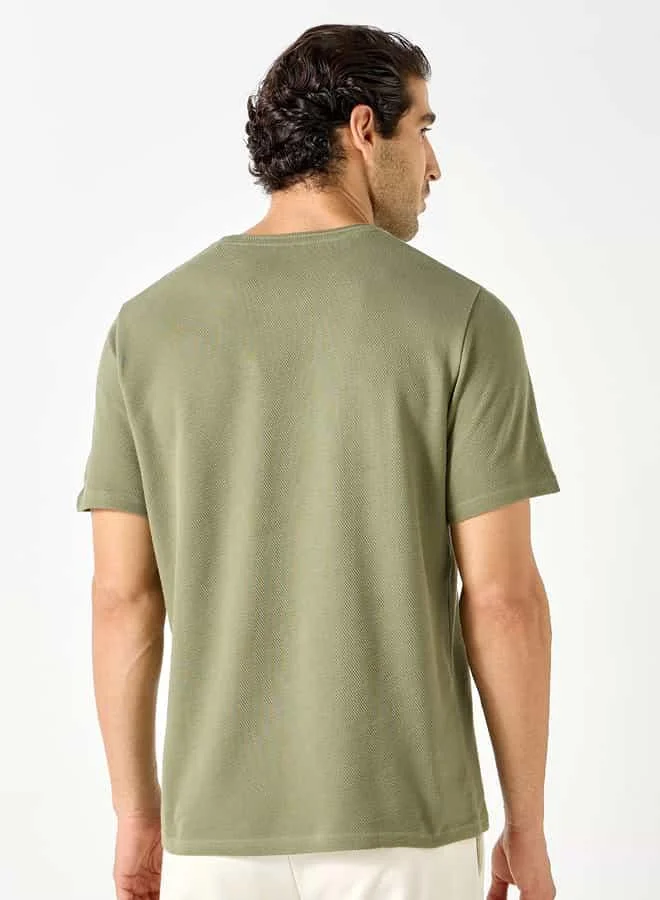 Iconic Iconic Textured Knit T-shirt with Short Sleeves