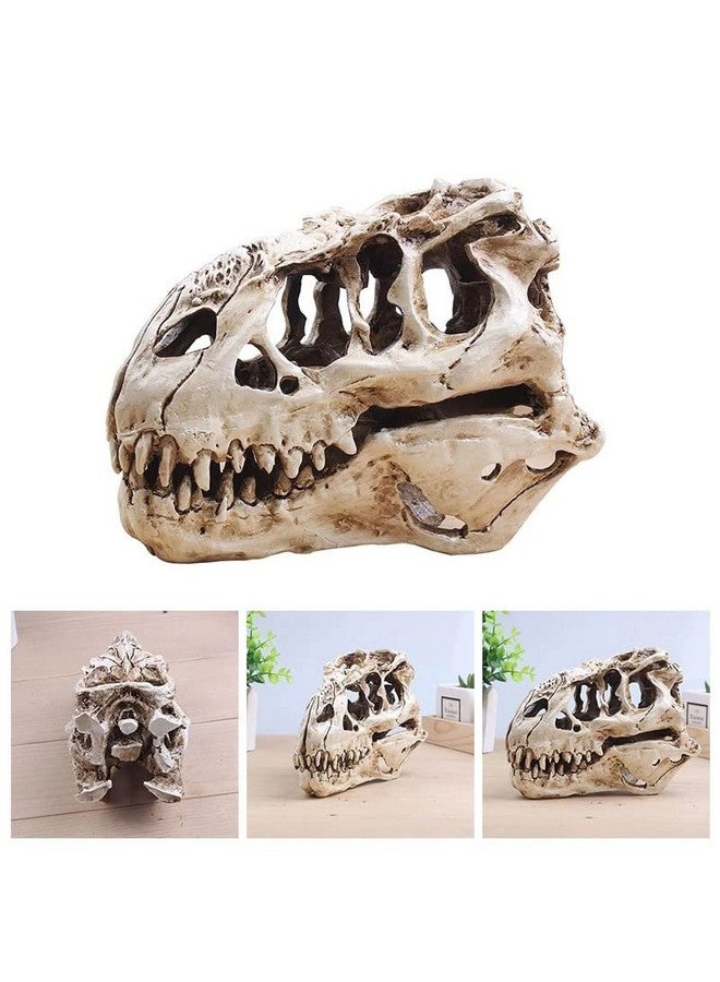 Koolouispoper T-Rex Skull Dinosaur Resin Craft Gifts Home Decor Replica Fish Tank Statue Tyrannosaur Skull Skeleton Aquarium Decoration (B) - Image 2