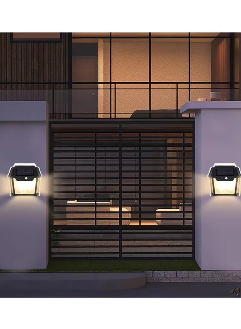 Yuwell 4 Pcs Outdoor Solar Wall Light IP65 Waterproof Security Light Solar Wall Lantern With 3 Modes Led Solar Porch Light Outdoor Deck Fence Lighting Outdoor Solar Light For Garden Patio Yard And Home - Image 3