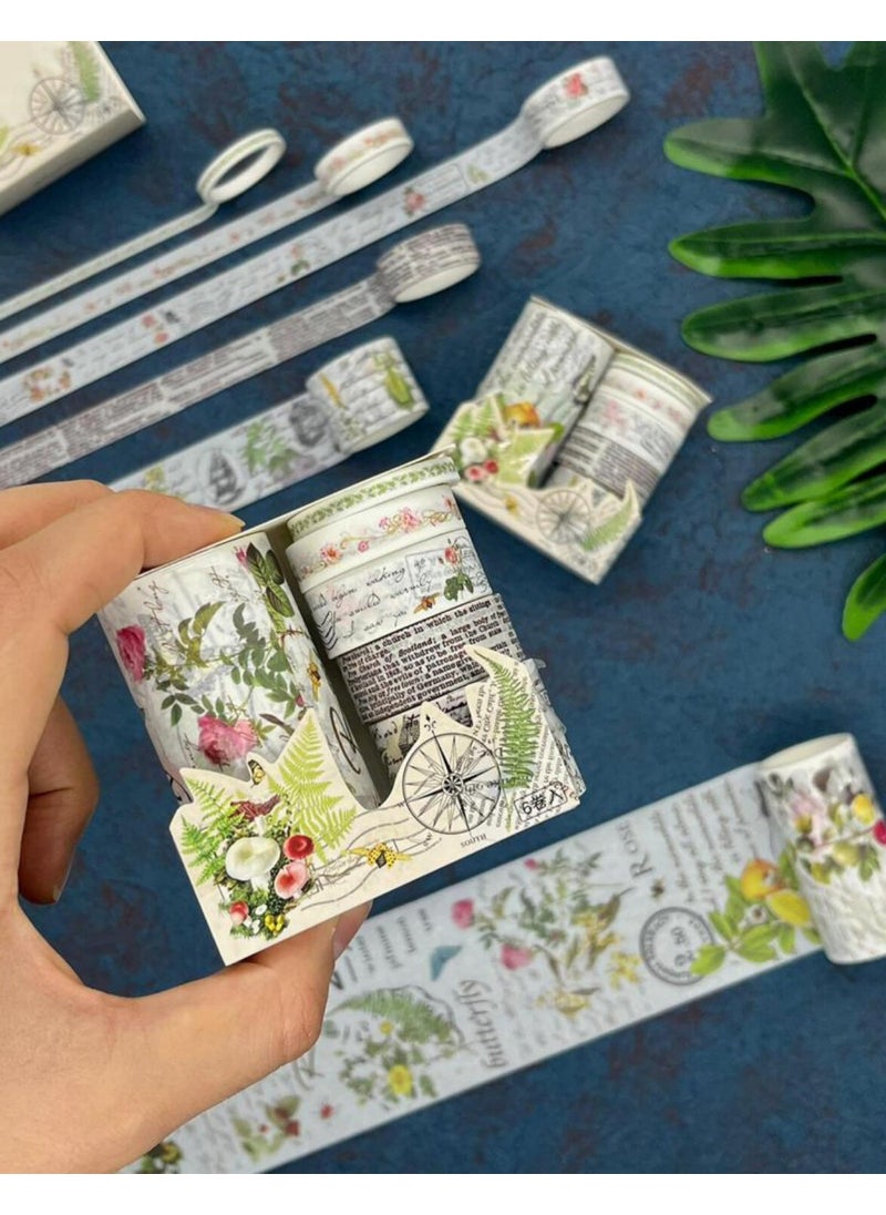Kağıt Gemi Dükkan Paper Ship Shop Soft Spring Themed 6-Piece Washi Tape Set Washi Tape Bullet Journal Scrapbook  - Image 1