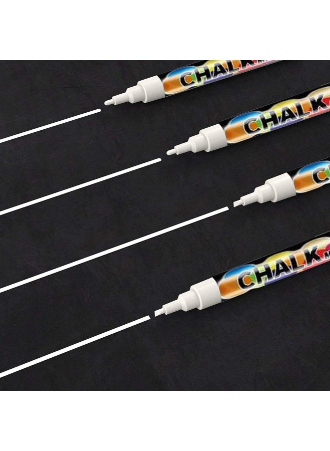 Premify Fine Tip White Chalk Markers – 4 Pieces/Set Liquid Chalk Marker + 32 Chalkboard Labels, Use For Windows, Blackboard, Signs, Glass, Bistro - Wet Wipe Erasable Pens - 3Mm Reversible Bullet - Image 5