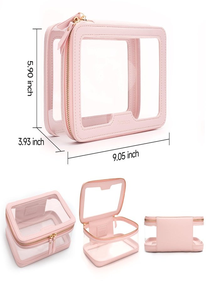 Aveniee Clear Makeup Bag, Travel Toiletry Bag for Women, Large Make up Case Cosmetic Bag with Dual Zipper, Transparent Car Organization Makeup Organizer Pouch for toiletries (Pink) - Image 3