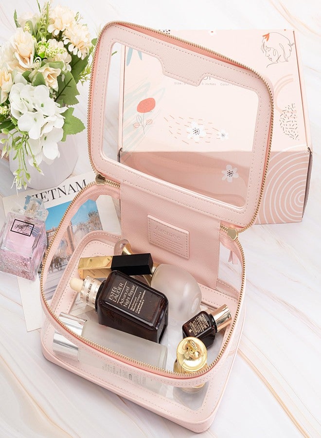 Aveniee Clear Makeup Bag, Travel Toiletry Bag for Women, Large Make up Case Cosmetic Bag with Dual Zipper, Transparent Car Organization Makeup Organizer Pouch for toiletries (Pink) - Image 5