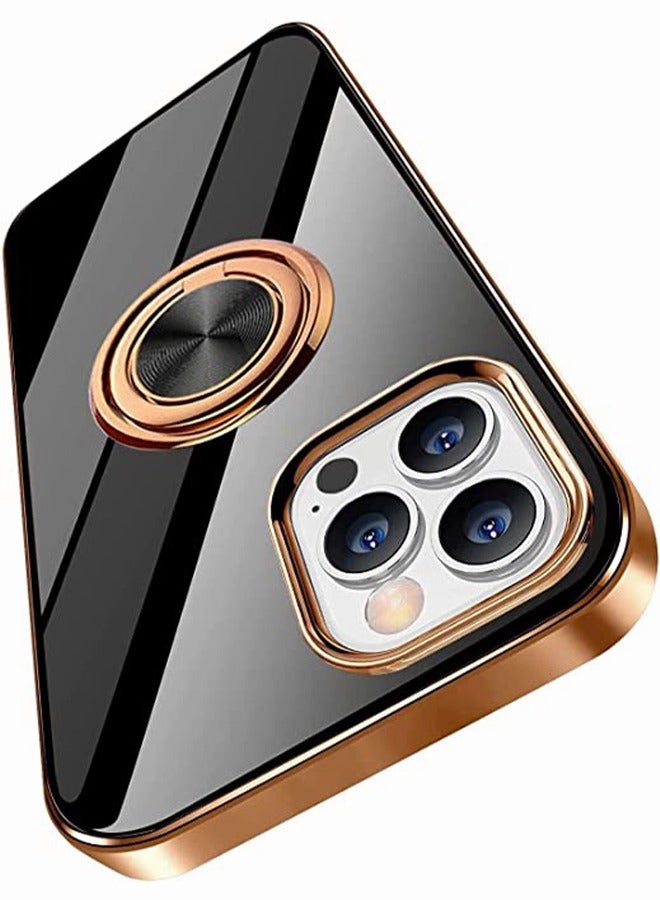 Motim Glitter Case for iPhone 14 Pro/14 Pro Max Ring Holder Kickstand Plated Soft TPU Cover Slim Shockproof Protective Phone Case - Image 3