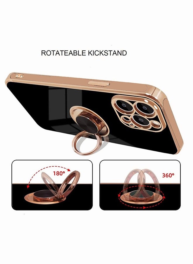 Motim Glitter Case for iPhone 14 Pro/14 Pro Max Ring Holder Kickstand Plated Soft TPU Cover Slim Shockproof Protective Phone Case - Image 4