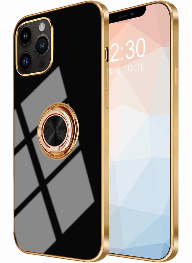 Motim Glitter Case for iPhone 14 Pro/14 Pro Max Ring Holder Kickstand Plated Soft TPU Cover Slim Shockproof Protective Phone Case - Image 1