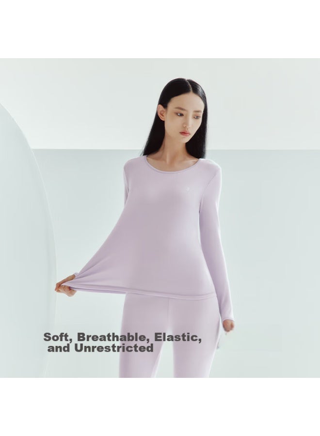 THREEGUN Threegun [soft Breathable Round Neck] Autumn Underwear Set, All-cotton Thermal Underwear, Women's Anti-static Thick Cotton Sweater Set  - Image 4