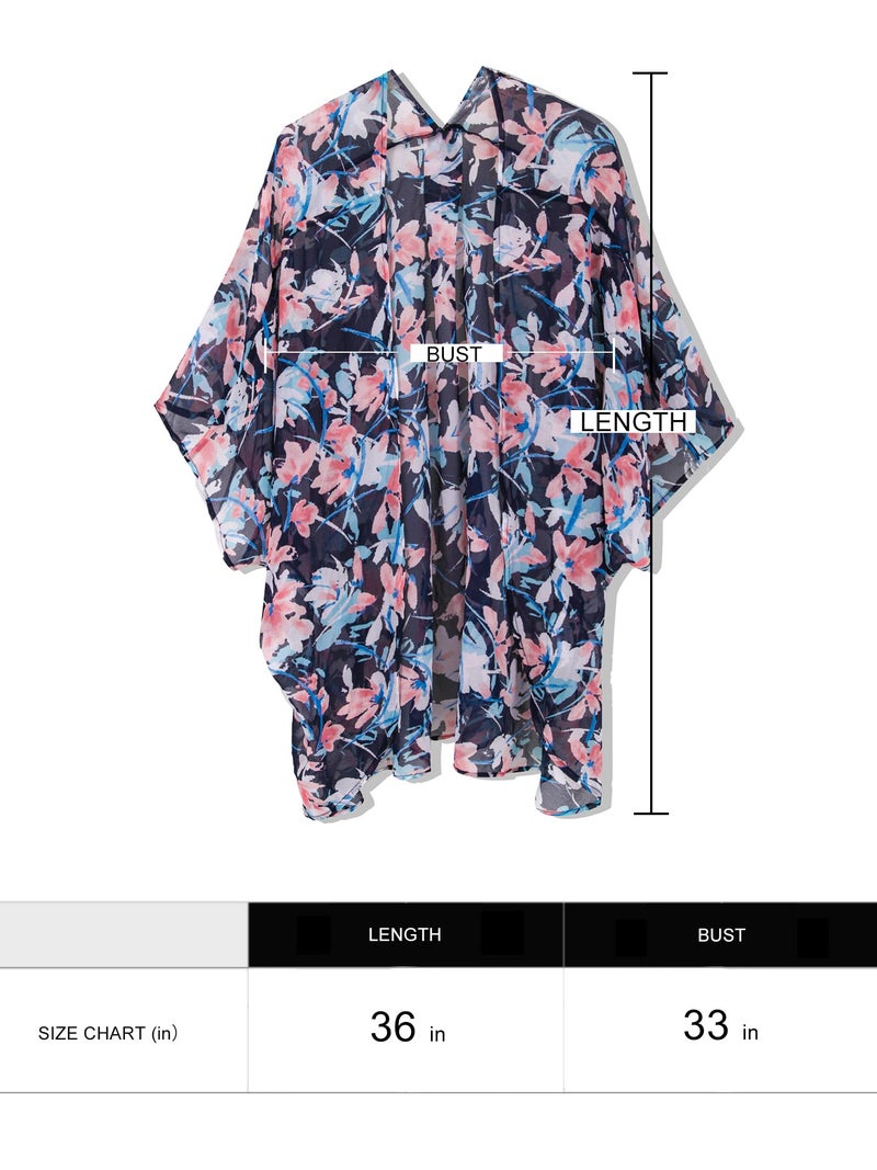 Moss Rose Women's Beach Kimono Coverup Sheer Chiffon Cover Ups, Casual Loose Open Front Cardigan Tops - Image 5