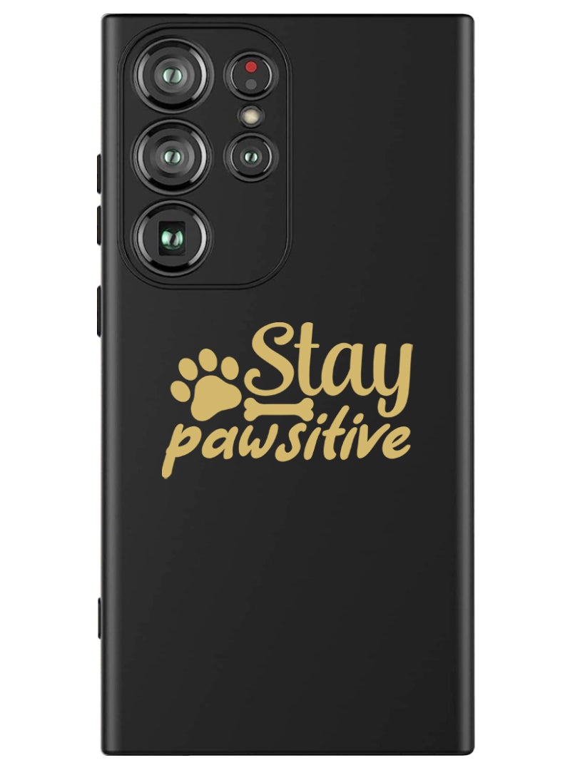 Theodor Protective Slim Fit Case Liquid Silicone Cover with Full Body Protection Anti-Scratch Shockproof Case For Samsung Galaxy S24 Ultra (Black) - Stay pawsitive - Image 1