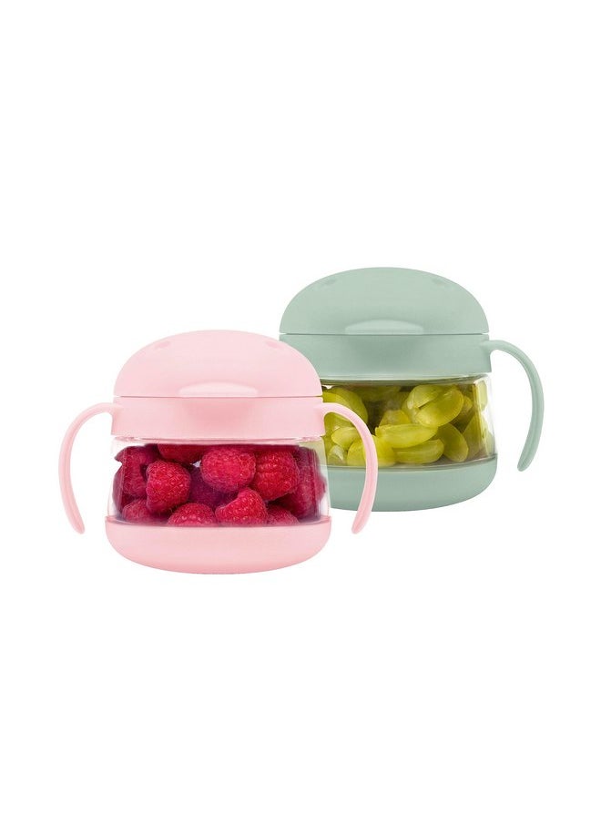 ubbi Ubbi Tweat No Spill Snack Container for Kids, BPA-Free Tritan, Toddler Snack Container, Sage & Pink  - Image 1