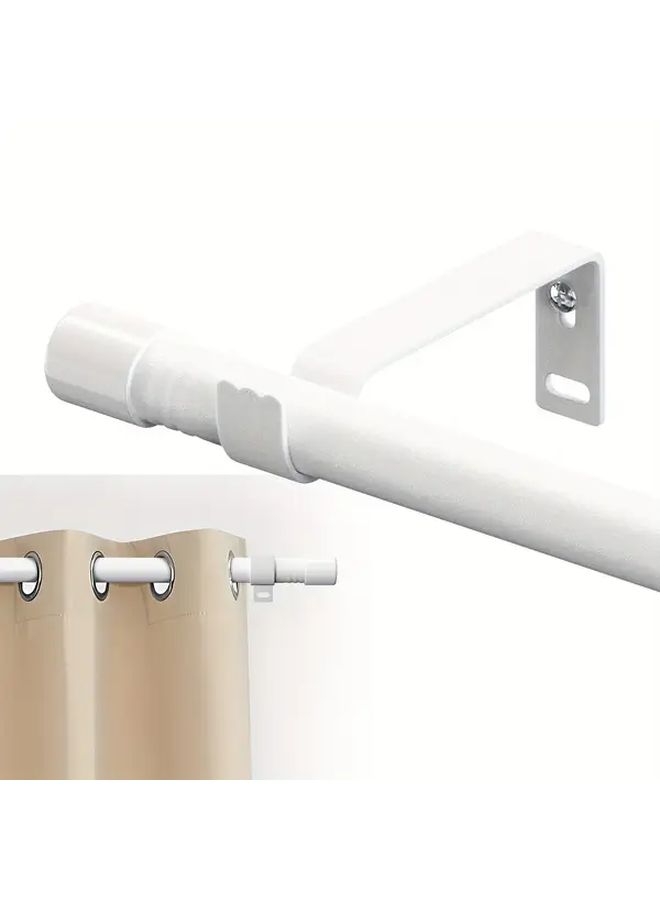 Adjustable Curtain Rod 30 To 87 Inches Metal Rod With Stand Matte White - Image 1