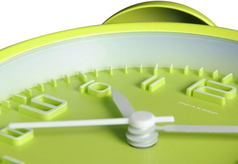 Peakeep 4 Inches Twin Bell Loud Alarm Clock for Heavy Sleepers, Battery Operated Old Fashioned Alarm Clock (3D-Dial, Green) - Image 2