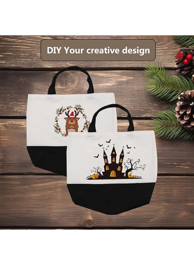 5 Pack Large Polyester Tote Bags, 15"x18.5"x4", Black and White Patchwork for DIY Crafting - Image 3