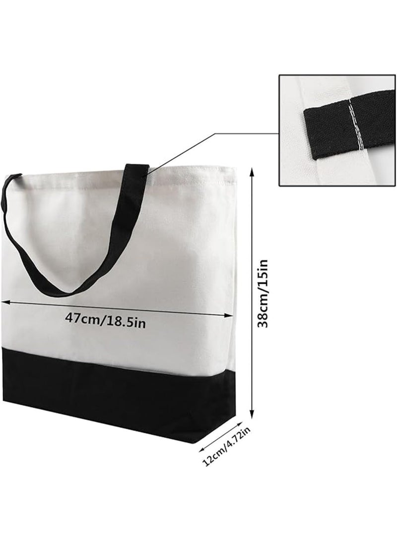 5 Pack Large Polyester Tote Bags, 15"x18.5"x4", Black and White Patchwork for DIY Crafting - Image 5