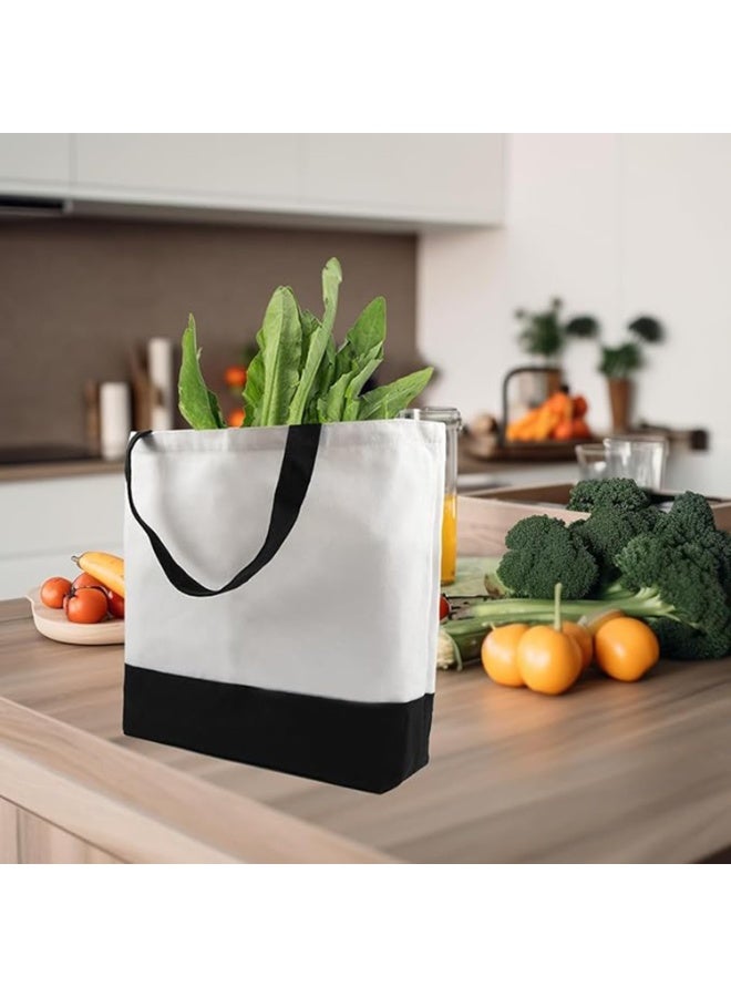 5 Pack Large Polyester Tote Bags, 15"x18.5"x4", Black and White Patchwork for DIY Crafting - Image 2