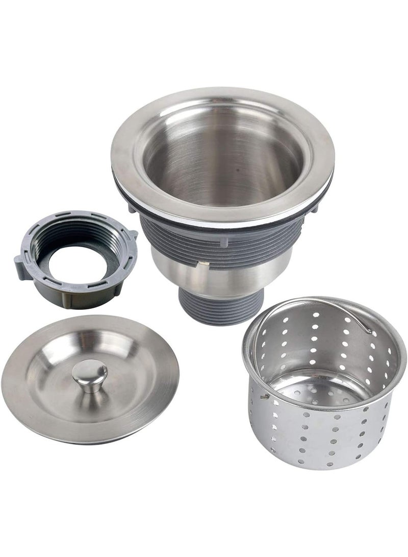 KONE 3-1/2 Inch Sink Drain Assembly Kit, Removable Deep Sink Strainer Basket with Sink Stopper/Sealing Lid for Home, Kitchen, Stainless Steel - Image 3