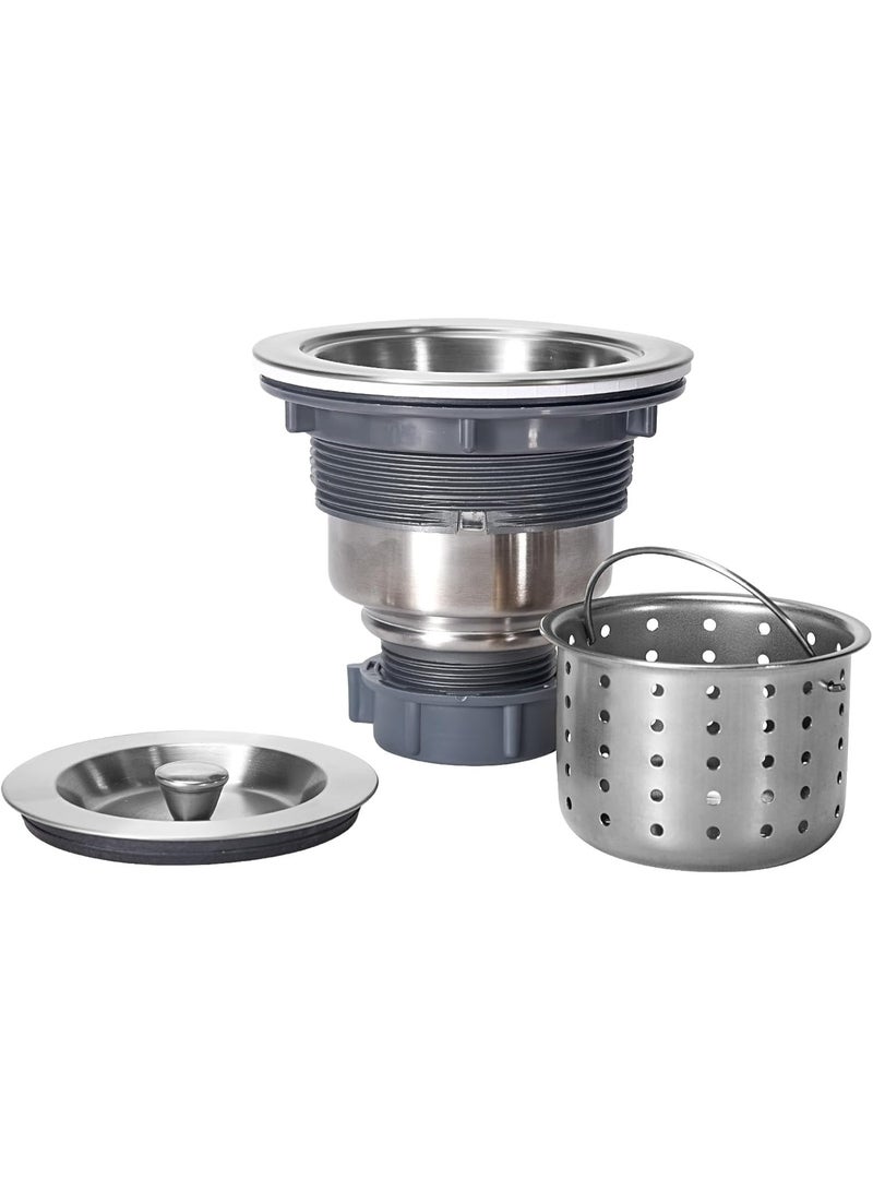 KONE 3-1/2 Inch Sink Drain Assembly Kit, Removable Deep Sink Strainer Basket with Sink Stopper/Sealing Lid for Home, Kitchen, Stainless Steel - Image 1