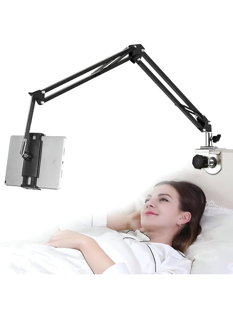 Foldable Adjustable Tablet Stand for Bedside & Desk Use – 360° Rotating Aluminum Holder for Phones & Tablets from 4.5 to 12.9 Inches - Image 1