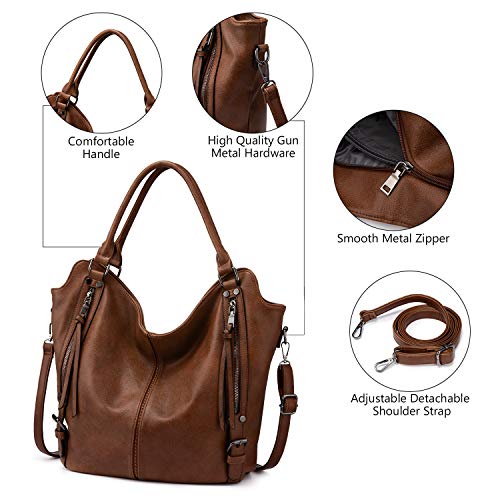 Realer Tote Bag for Women PU Leather Shoulder Bags Fashion Hobo Bags Large Purse and Handbags with Adjustable Shoulder Strap - Image 2