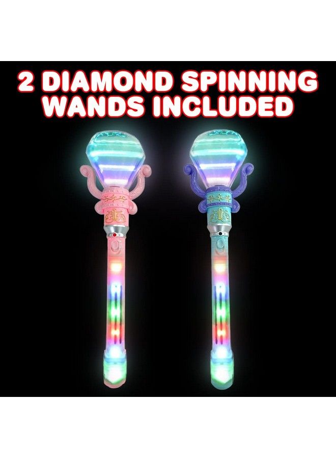 ArtCreativity Light Up Diamond Wands For Kids Set Of 2 Princess Led Wands For Girls And Boys With Spinning Leds And Batteries Included Princess Toys For Hours Of Pretend Play Pink And Blue - Image 3