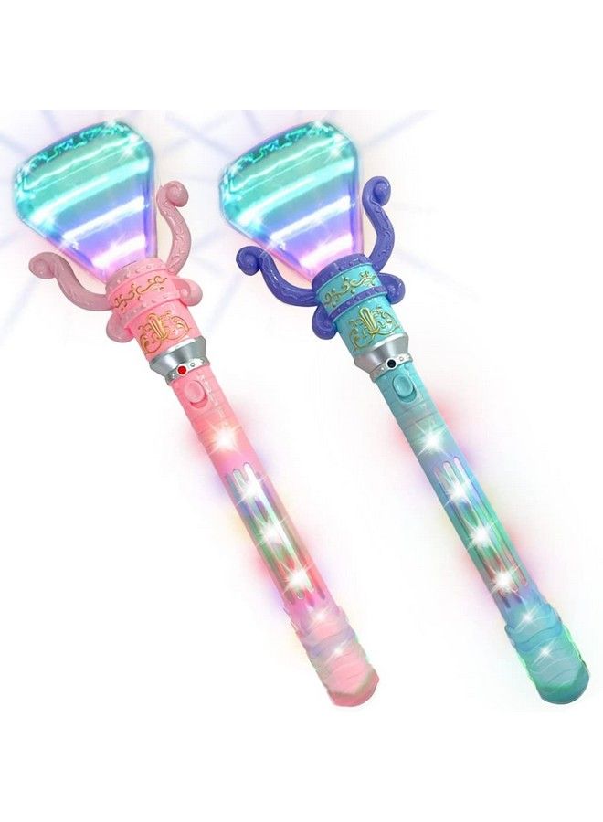 ArtCreativity Light Up Diamond Wands For Kids Set Of 2 Princess Led Wands For Girls And Boys With Spinning Leds And Batteries Included Princess Toys For Hours Of Pretend Play Pink And Blue - Image 2