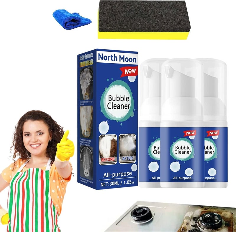 Ivila Bubble Cleaner - Beedac Bubble Cleaner - Foaming Heavy Oil Stain Cleaner - All Purpose Bubble Cleaner Foam Spray - Kitchen Bubble Cleaner Spray (3Pcs, 30ML) - Image 1
